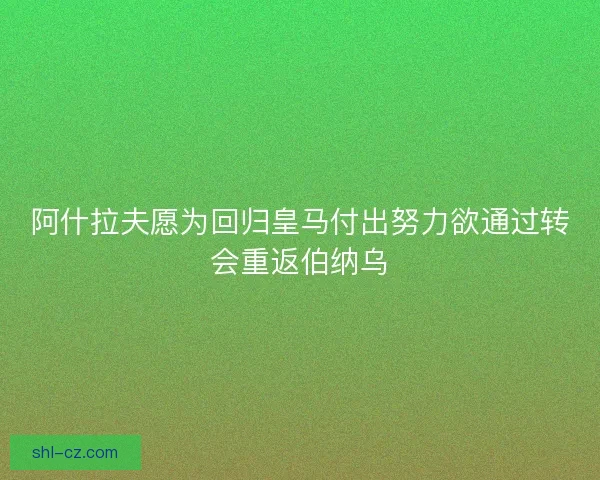 阿什拉夫愿为回归皇马付出努力欲通过转会重返伯纳乌