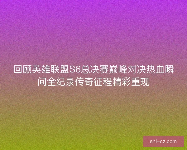 回顾英雄联盟S6总决赛巅峰对决热血瞬间全纪录传奇征程精彩重现