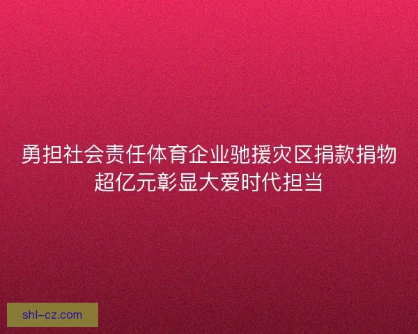 勇担社会责任体育企业驰援灾区捐款捐物超亿元彰显大爱时代担当