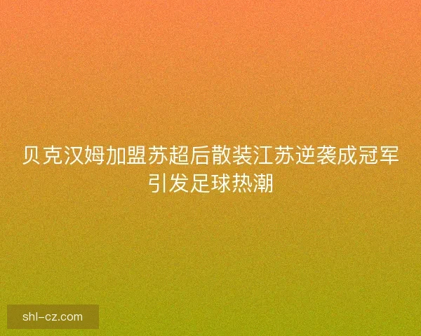 贝克汉姆加盟苏超后散装江苏逆袭成冠军引发足球热潮