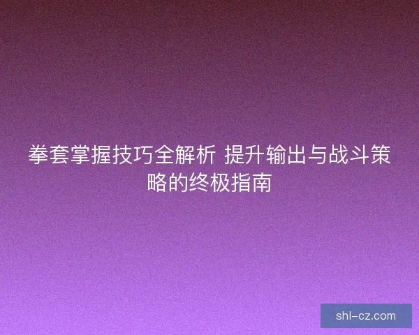 拳套掌握技巧全解析 提升输出与战斗策略的终极指南 拳套掌握技巧全解析 提升输出与战斗策略的终极指南