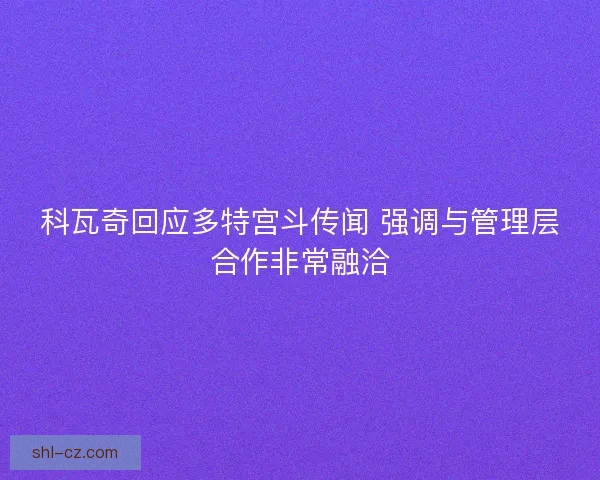 科瓦奇回应多特宫斗传闻 强调与管理层合作非常融洽
