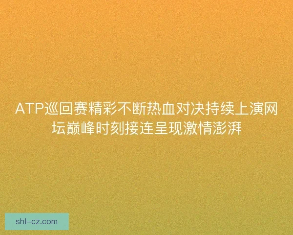 ATP巡回赛精彩不断热血对决持续上演网坛巅峰时刻接连呈现激情澎湃